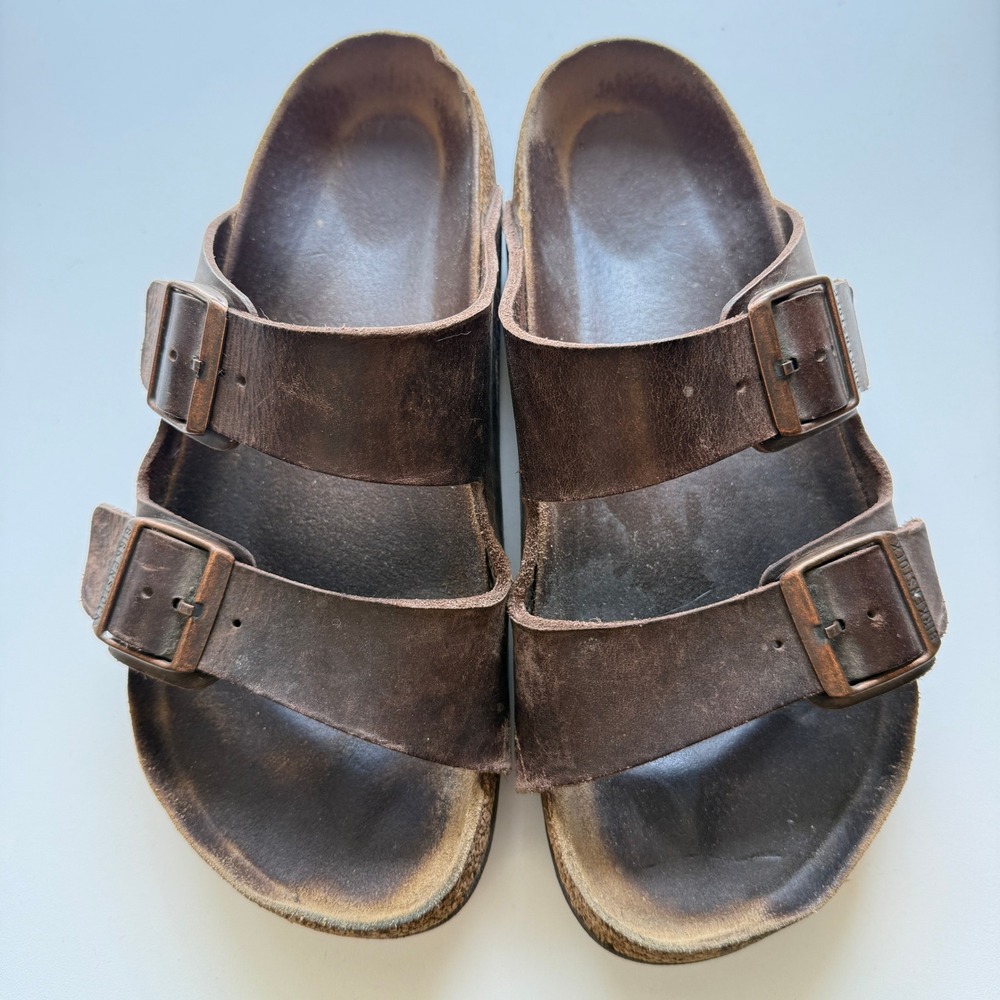 Birkenstock Arizona Oiled Leather Sandals Tobacco Brown Women 41 L10